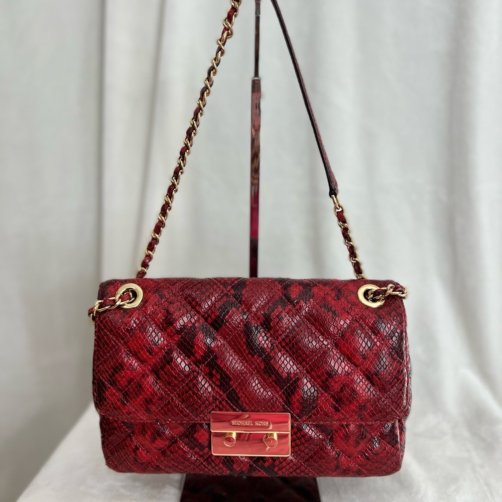 Authentic Michael Kors Snake Crossbody Handbag Red/Black